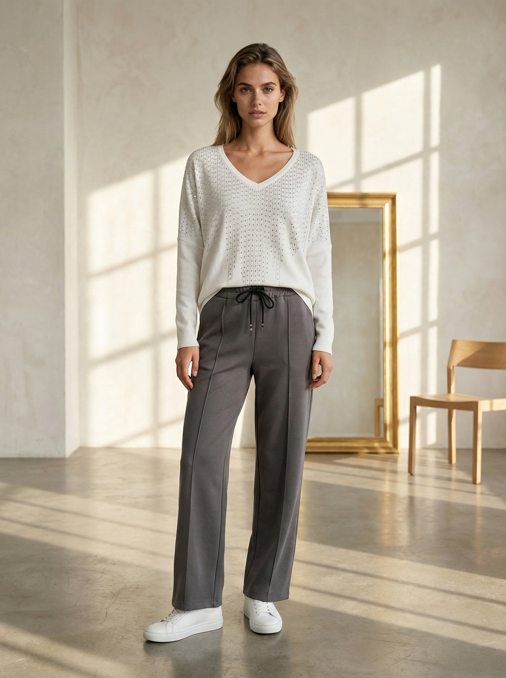 White Crystal Embellished Tunic