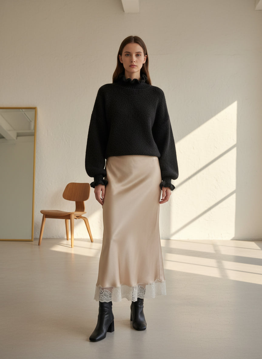 Black Ruffle Sweater