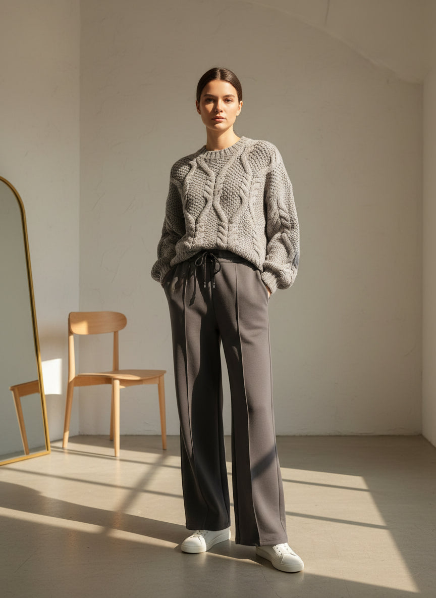 Grey Cable Knit Sweater