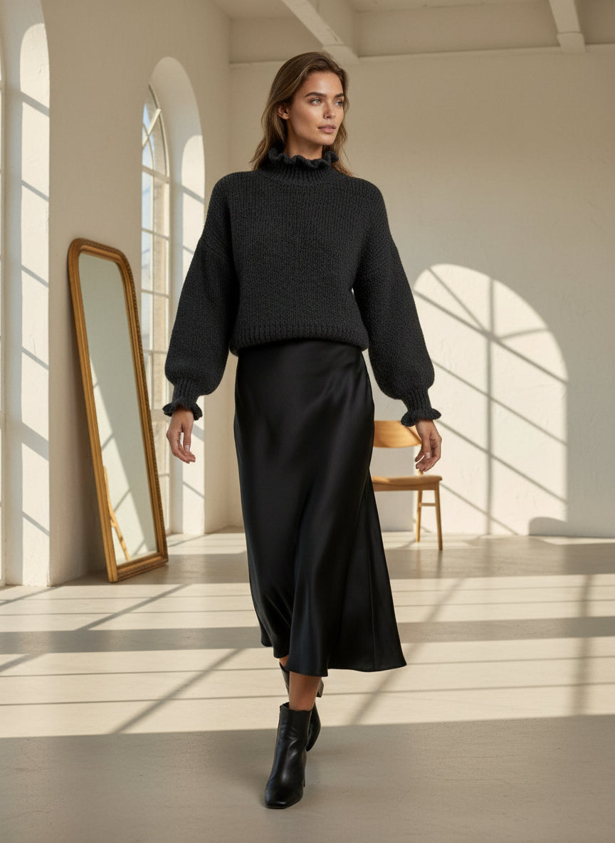 Black Ruffle Sweater