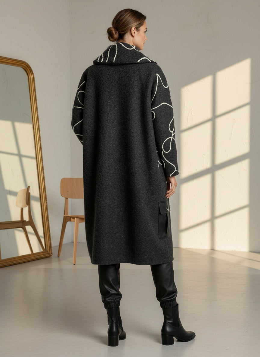 Charcoal Grey Rope Detail Coat